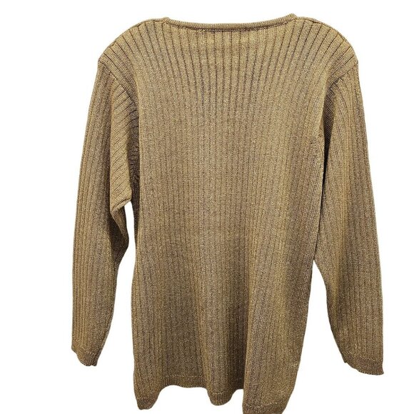 Vintage Maggie Jana Crew Neck Knit Gold 1980's Sweater in Size L - Picture 2 of 9